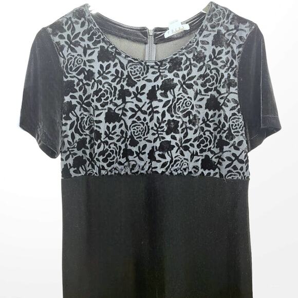 90s FOCUS Vintage Black Velvet Jacket Dress Set with Shoulder Pads - Picture 5 of 14